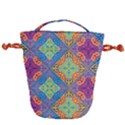 Colorful Floral Ornament, Floral Patterns Drawstring Bucket Bag View1