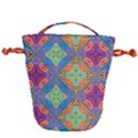 Colorful Floral Ornament, Floral Patterns Drawstring Bucket Bag View2