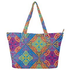 Colorful Floral Ornament, Floral Patterns Full Print Shoulder Bag by nateshop