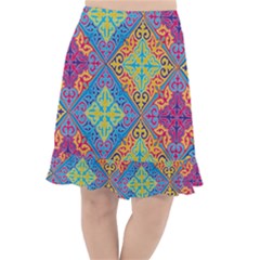 Colorful Floral Ornament, Floral Patterns Fishtail Chiffon Skirt by nateshop