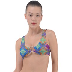 Colorful Floral Ornament, Floral Patterns Ring Detail Bikini Top by nateshop