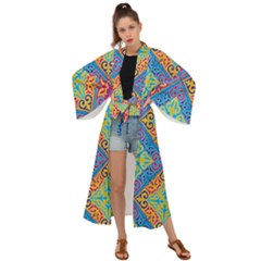 Colorful Floral Ornament, Floral Patterns Maxi Kimono by nateshop