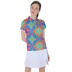 Colorful Floral Ornament, Floral Patterns Women s Polo T-shirt