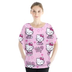 Cute Hello Kitty Collage, Cute Hello Kitty Batwing Chiffon Blouse