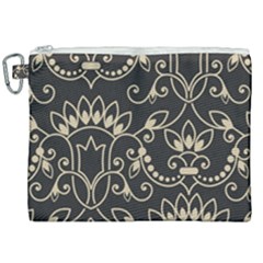 Decorative Ornament Texture, Retro Floral Texture, Vintage Texture, Gray Canvas Cosmetic Bag (xxl) by nateshop