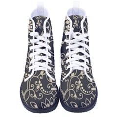 Decorative Ornament Texture, Retro Floral Texture, Vintage Texture, Gray Men s High-top Canvas Sneakers