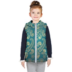 European Pattern, Blue, Desenho, Retro, Style Kids  Hooded Puffer Vest by nateshop