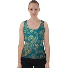 European Pattern, Blue, Desenho, Retro, Style Velvet Tank Top by nateshop