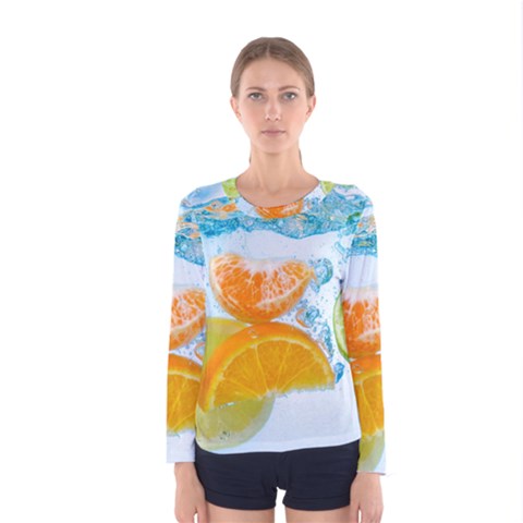 Fruits, Fruit, Lemon, Lime, Mandarin, Water, Orange Women s Long Sleeve T-shirt by nateshop