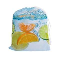 Fruits, Fruit, Lemon, Lime, Mandarin, Water, Orange Drawstring Pouch (2xl) by nateshop