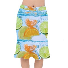 Fruits, Fruit, Lemon, Lime, Mandarin, Water, Orange Short Mermaid Skirt by nateshop