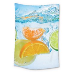 Fruits, Fruit, Lemon, Lime, Mandarin, Water, Orange Large Tapestry by nateshop