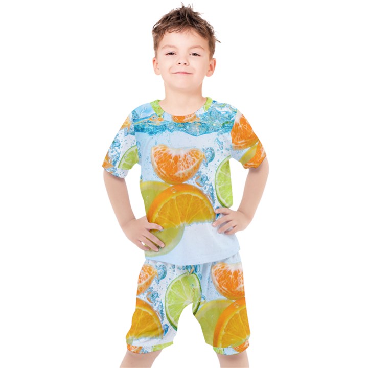 Fruits, Fruit, Lemon, Lime, Mandarin, Water, Orange Kids  T-Shirt and Shorts Set