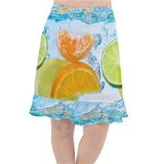 Fruits, Fruit, Lemon, Lime, Mandarin, Water, Orange Fishtail Chiffon Skirt by nateshop