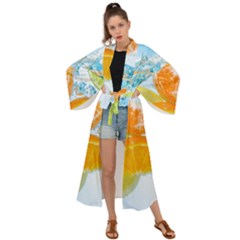 Fruits, Fruit, Lemon, Lime, Mandarin, Water, Orange Maxi Kimono by nateshop