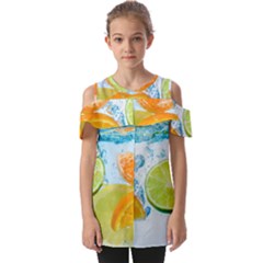 Fruits, Fruit, Lemon, Lime, Mandarin, Water, Orange Fold Over Open Sleeve Top by nateshop