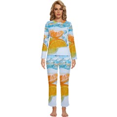 Fruits, Fruit, Lemon, Lime, Mandarin, Water, Orange Womens  Long Sleeve Lightweight Pajamas Set by nateshop