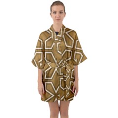 Gold Pattern Texture, Seamless Texture Half Sleeve Satin Kimono  by nateshop