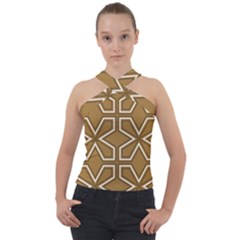 Gold Pattern Texture, Seamless Texture Cross Neck Velour Top