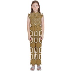 Gold Pattern Texture, Seamless Texture Kids  Sleeveless Ruffle Edge Band Collar Chiffon One Piece by nateshop