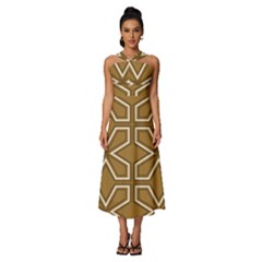 Gold Pattern Texture, Seamless Texture Sleeveless Cross Front Cocktail Midi Chiffon Dress by nateshop