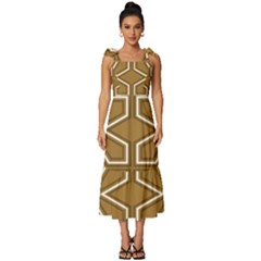 Gold Pattern Texture, Seamless Texture Tie-strap Tiered Midi Chiffon Dress by nateshop