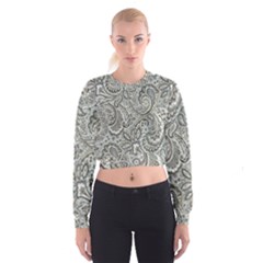 Gray Paisley Texture, Paisley Cropped Sweatshirt by nateshop