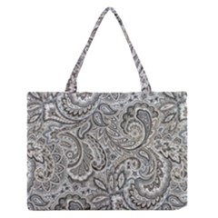 Gray Paisley Texture, Paisley Zipper Medium Tote Bag by nateshop