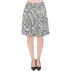 Gray Paisley Texture, Paisley Velvet High Waist Skirt by nateshop