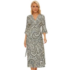 Gray Paisley Texture, Paisley Midsummer Wrap Dress by nateshop