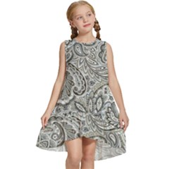 Gray Paisley Texture, Paisley Kids  Frill Swing Dress by nateshop