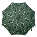 Green Ornament Texture, Green Flowers Retro Background Hook Handle Umbrellas (Medium) View1