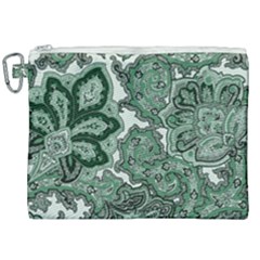 Green Ornament Texture, Green Flowers Retro Background Canvas Cosmetic Bag (xxl)