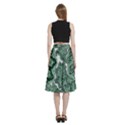 Green Ornament Texture, Green Flowers Retro Background A-Line Full Circle Midi Skirt With Pocket View4