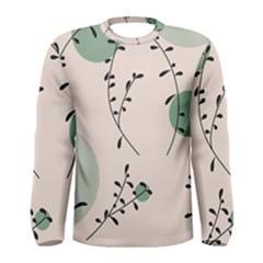 Plants Pattern Design Branches Branch Leaves Botanical Boho Bohemian Texture Drawing Circles Nature Men s Long Sleeve T-shirt