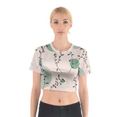 Plants Pattern Design Branches Branch Leaves Botanical Boho Bohemian Texture Drawing Circles Nature Cotton Crop Top by Maspions