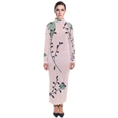 Plants Pattern Design Branches Branch Leaves Botanical Boho Bohemian Texture Drawing Circles Nature Turtleneck Maxi Dress