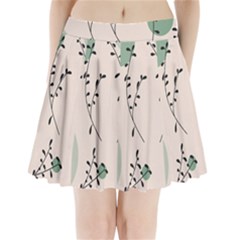 Plants Pattern Design Branches Branch Leaves Botanical Boho Bohemian Texture Drawing Circles Nature Pleated Mini Skirt