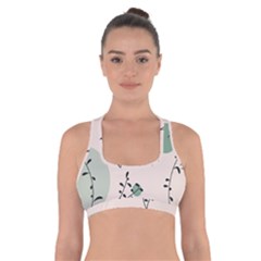 Plants Pattern Design Branches Branch Leaves Botanical Boho Bohemian Texture Drawing Circles Nature Cross Back Sports Bra