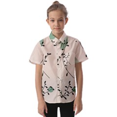 Plants Pattern Design Branches Branch Leaves Botanical Boho Bohemian Texture Drawing Circles Nature Kids  Short Sleeve Shirt