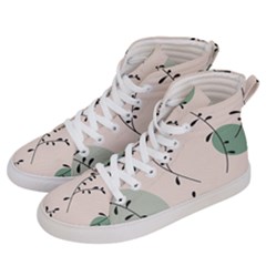 Plants Pattern Design Branches Branch Leaves Botanical Boho Bohemian Texture Drawing Circles Nature Women s Hi-top Skate Sneakers