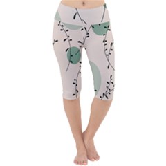 Plants Pattern Design Branches Branch Leaves Botanical Boho Bohemian Texture Drawing Circles Nature Lightweight Velour Cropped Yoga Leggings by Maspions