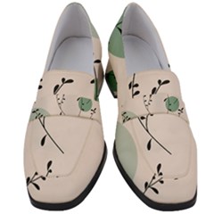 Plants Pattern Design Branches Branch Leaves Botanical Boho Bohemian Texture Drawing Circles Nature Women s Chunky Heel Loafers