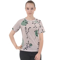 Plants Pattern Design Branches Branch Leaves Botanical Boho Bohemian Texture Drawing Circles Nature Women s Sport Raglan T-shirt