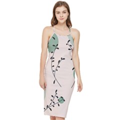 Plants Pattern Design Branches Branch Leaves Botanical Boho Bohemian Texture Drawing Circles Nature Bodycon Cross Back Summer Dress