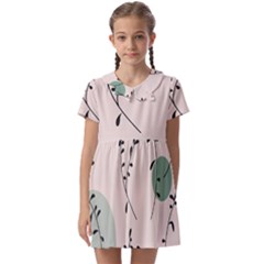 Plants Pattern Design Branches Branch Leaves Botanical Boho Bohemian Texture Drawing Circles Nature Kids  Asymmetric Collar Dress