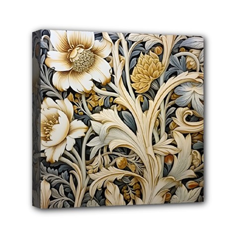 Flower Floral Pattern Floral Digital Spring Flora Botanical Blossom Bloom Vintage Mini Canvas 6  X 6  (stretched)