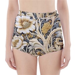 Flower Floral Pattern Floral Digital Spring Flora Botanical Blossom Bloom Vintage High-waisted Bikini Bottoms