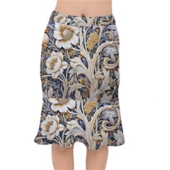 Flower Floral Pattern Floral Digital Spring Flora Botanical Blossom Bloom Vintage Short Mermaid Skirt