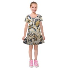 Flower Floral Pattern Floral Digital Spring Flora Botanical Blossom Bloom Vintage Kids  Short Sleeve Velvet Dress